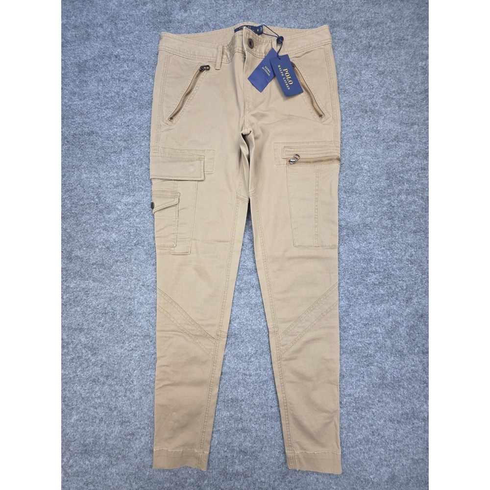 Polo Ralph Lauren Cargo Pants Womens 8 Khaki Utility Stretch NWT